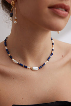 Sterling Silver Lapis Lazuli Pearl Necklaces - floysun