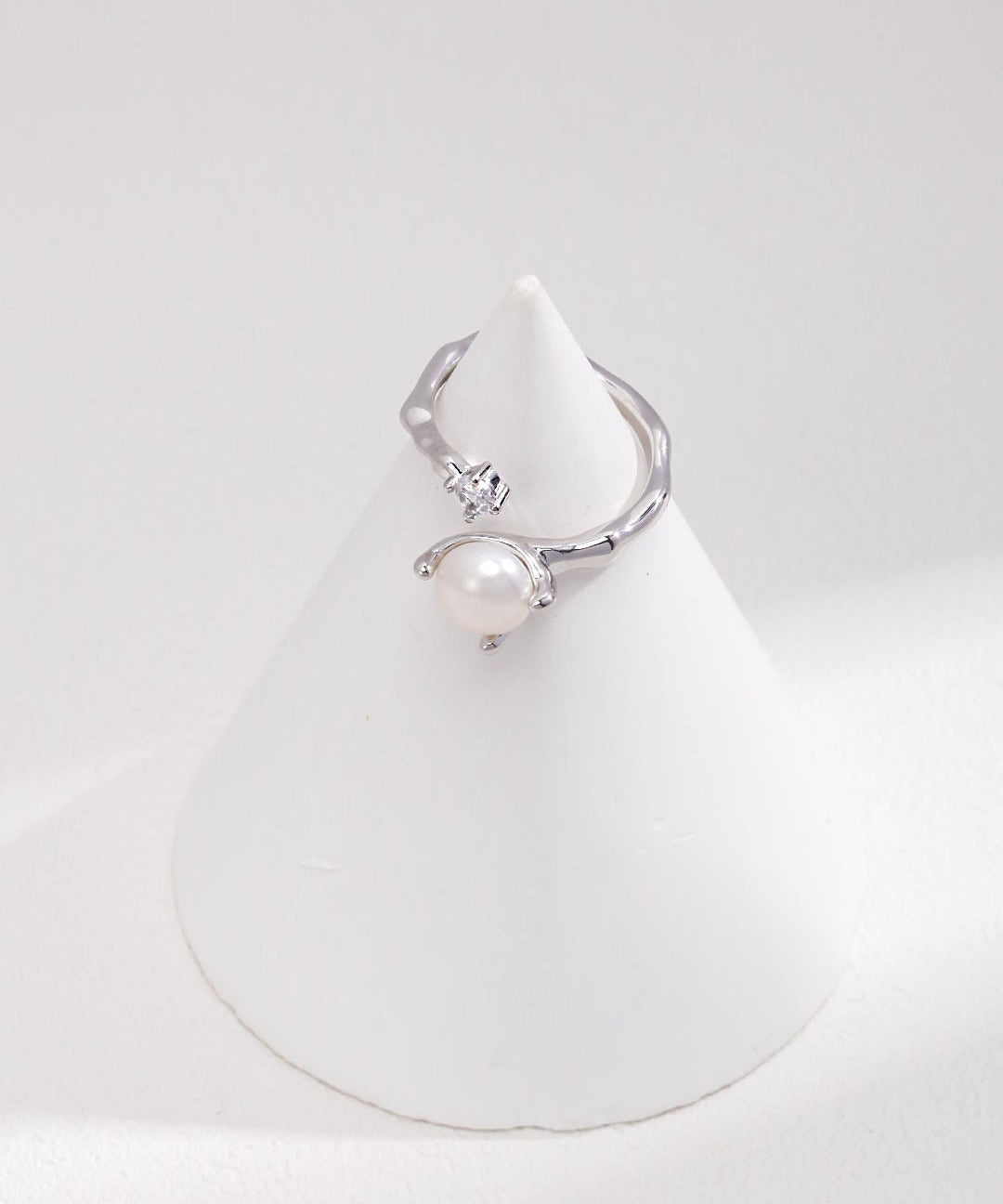 Sterling Silver Pearl Zircon Open Rings - floysun