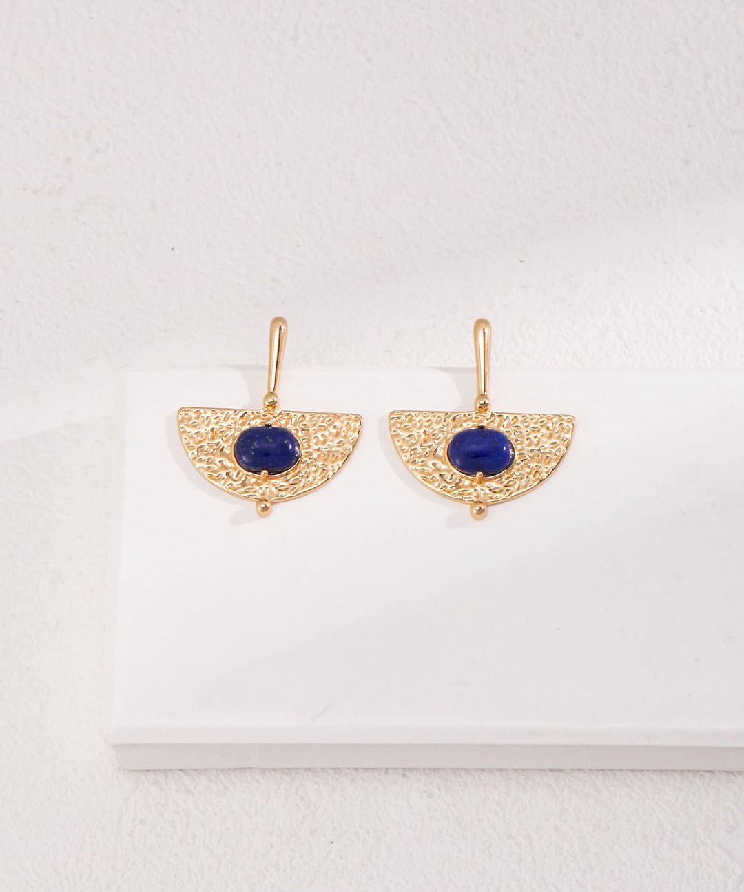 Sterling Silver Scalloped Lapis Earrings - floysun