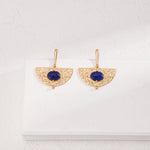 Sterling Silver Scalloped Lapis Earrings - floysun