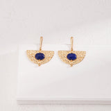 Sterling Silver Scalloped Lapis Earrings - floysun