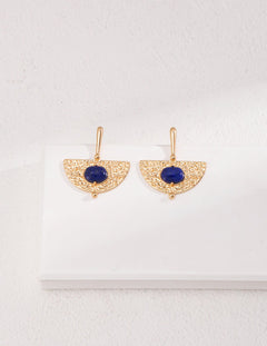 Sterling Silver Scalloped Lapis Earrings - floysun