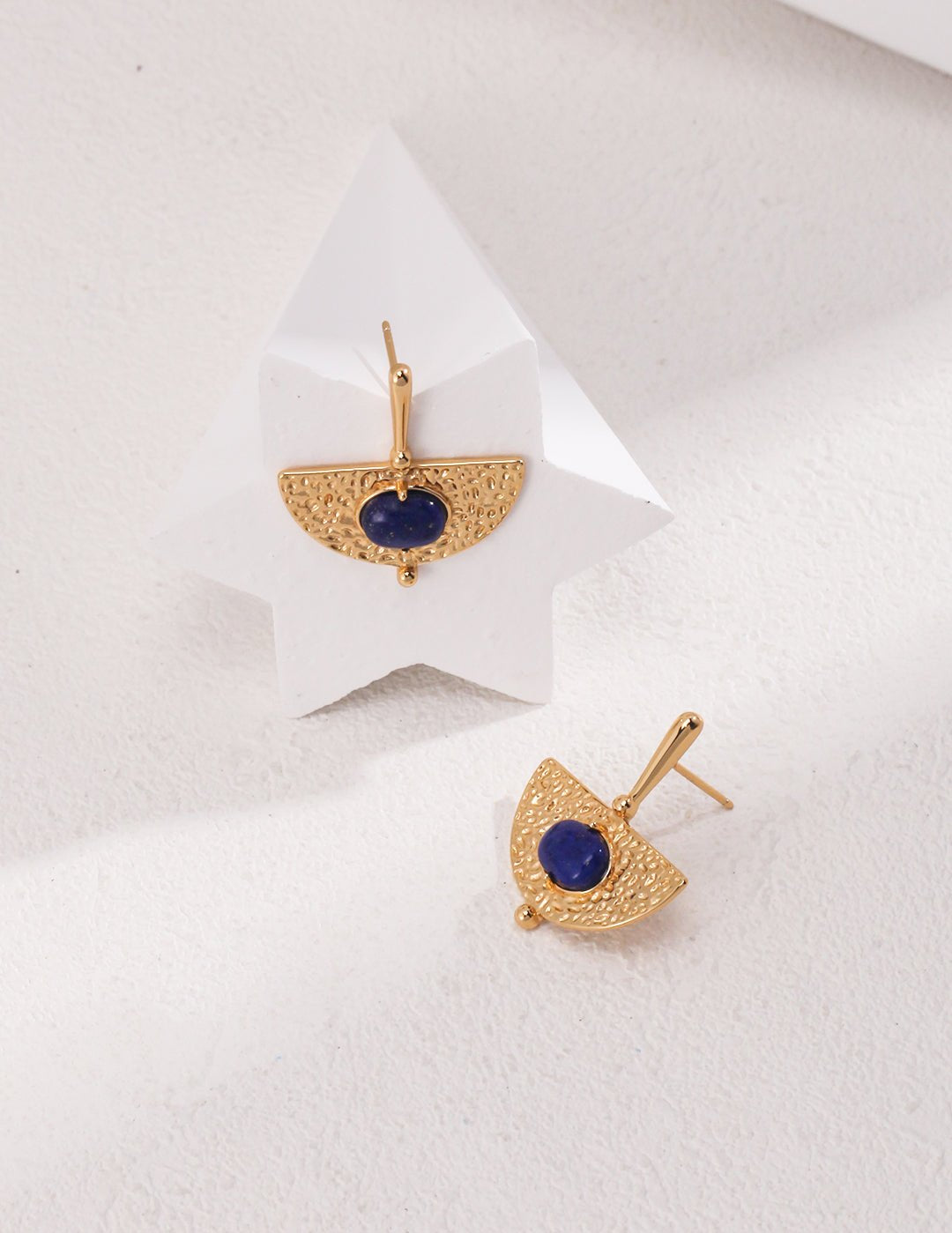 Sterling Silver Scalloped Lapis Earrings - floysun