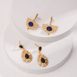 Sterling Silver Scalloped Lapis Earrings - floysun