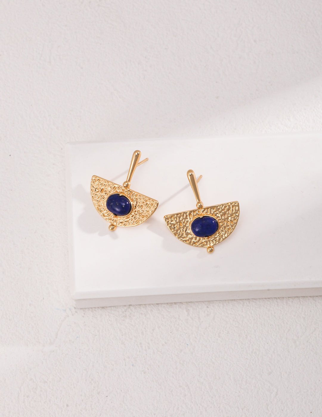 Sterling Silver Scalloped Lapis Earrings - floysun