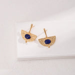 Sterling Silver Scalloped Lapis Earrings - floysun