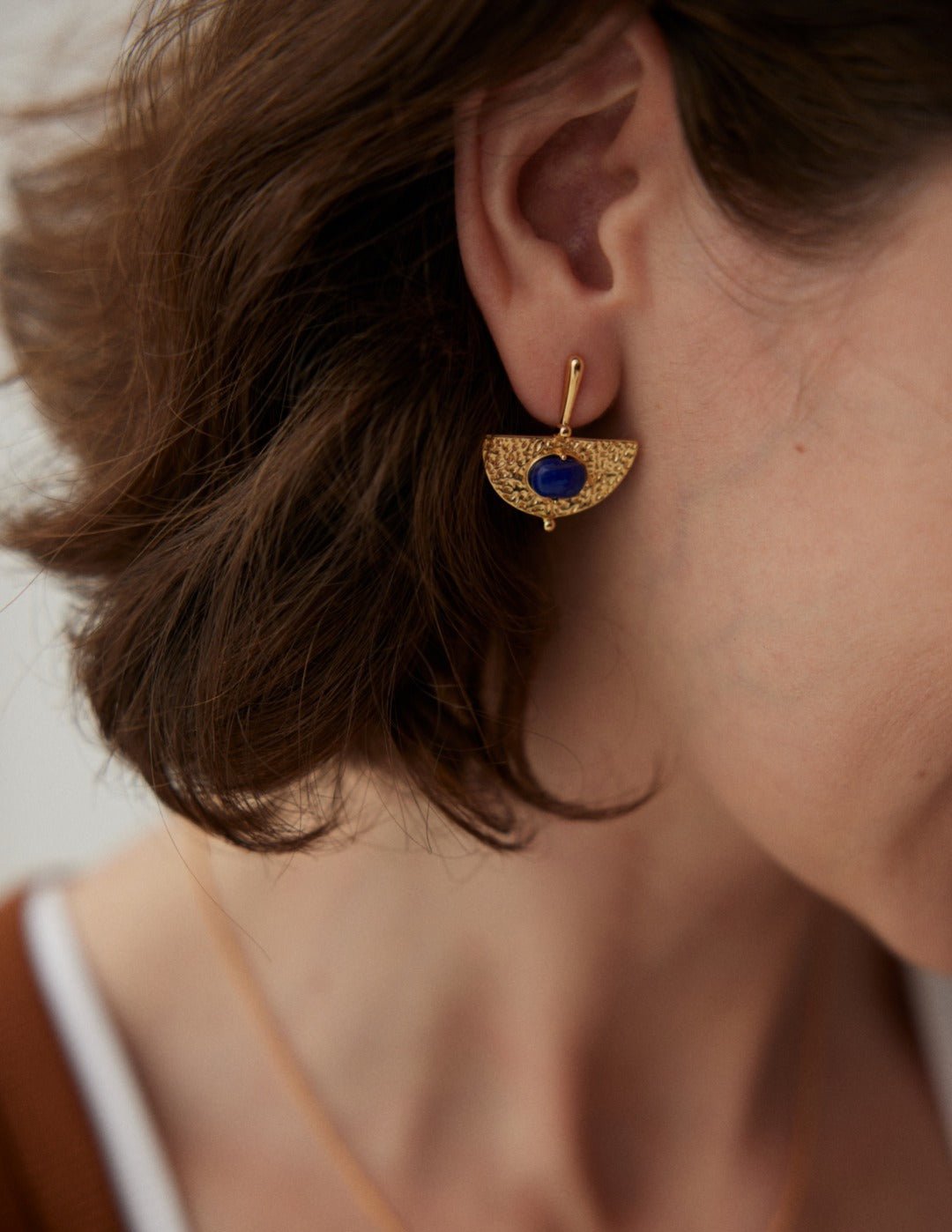 Sterling Silver Scalloped Lapis Earrings - floysun