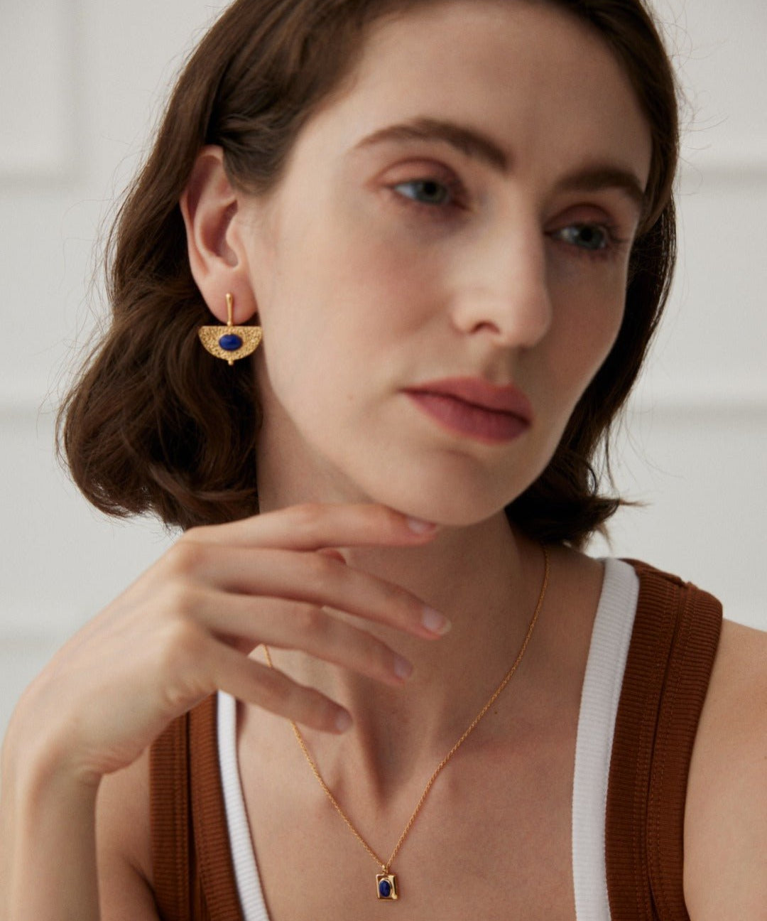 Sterling Silver Scalloped Lapis Earrings - floysun