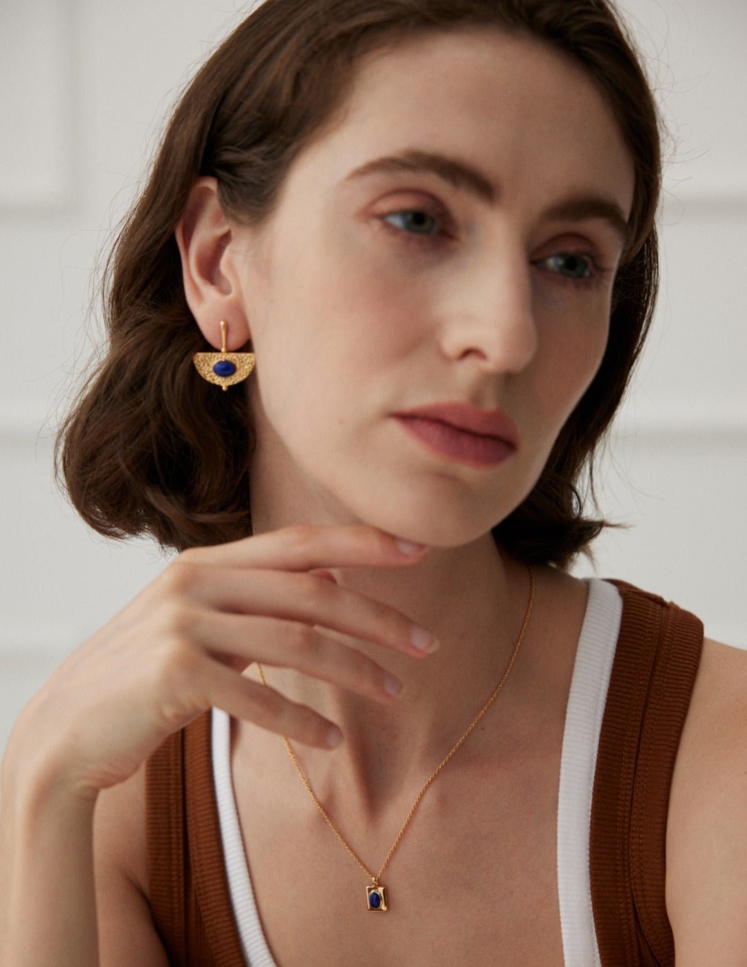 Sterling Silver Scalloped Lapis Earrings - floysun