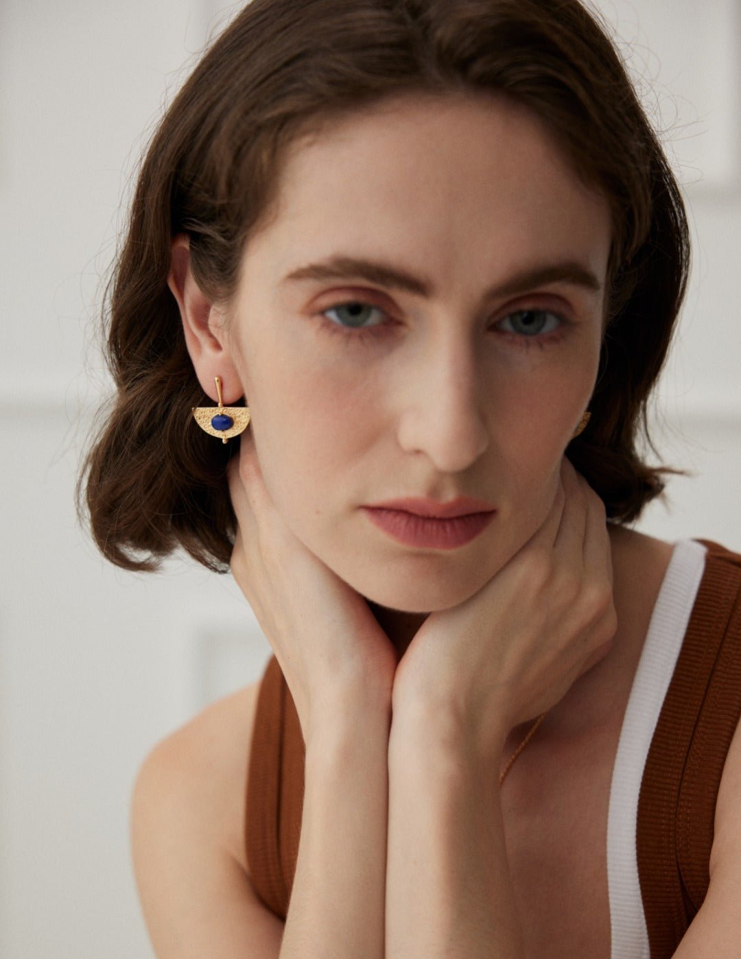 Sterling Silver Scalloped Lapis Earrings - floysun