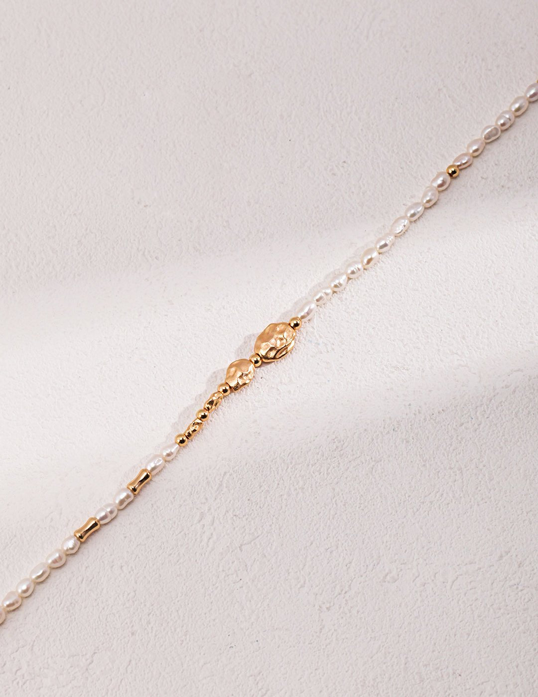 Sterling Silver Spliced Pearl Gold Necklace - floysun