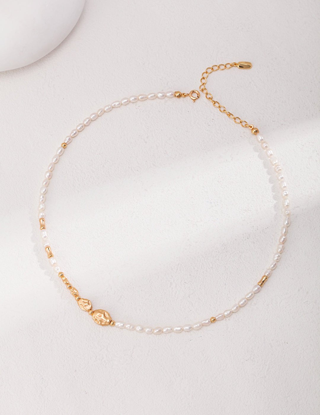 Sterling Silver Spliced Pearl Gold Necklace - floysun