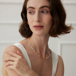 Sterling Silver Spliced Pearl Gold Necklace - floysun