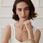 Sterling Silver Spliced Pearl Gold Necklace - floysun