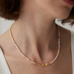 Sterling Silver Spliced Pearl Gold Necklace - floysun