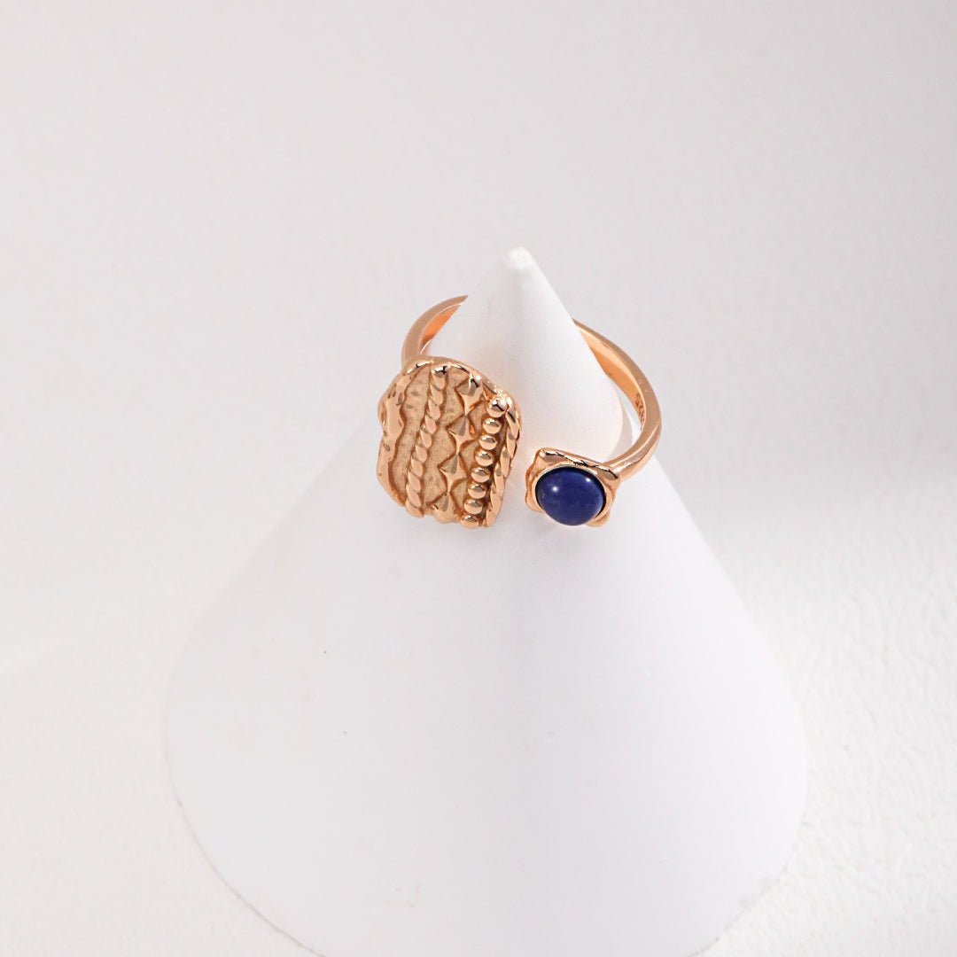 Sterling Silver Vintage Lapis Lazuli Open Rings - floysun