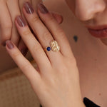 Sterling Silver Vintage Lapis Lazuli Open Rings - floysun