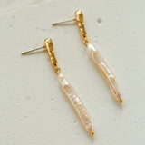 Streamer Toothpick Baroque Pearl Earrings - floysun