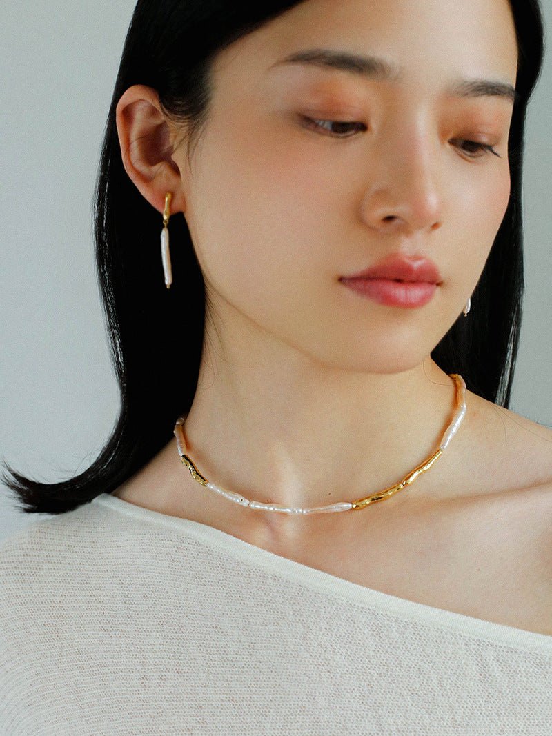 Streamer Toothpick Baroque Pearl Necklace - floysun