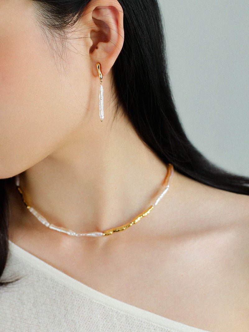 Streamer Toothpick Baroque Pearl Necklace - floysun