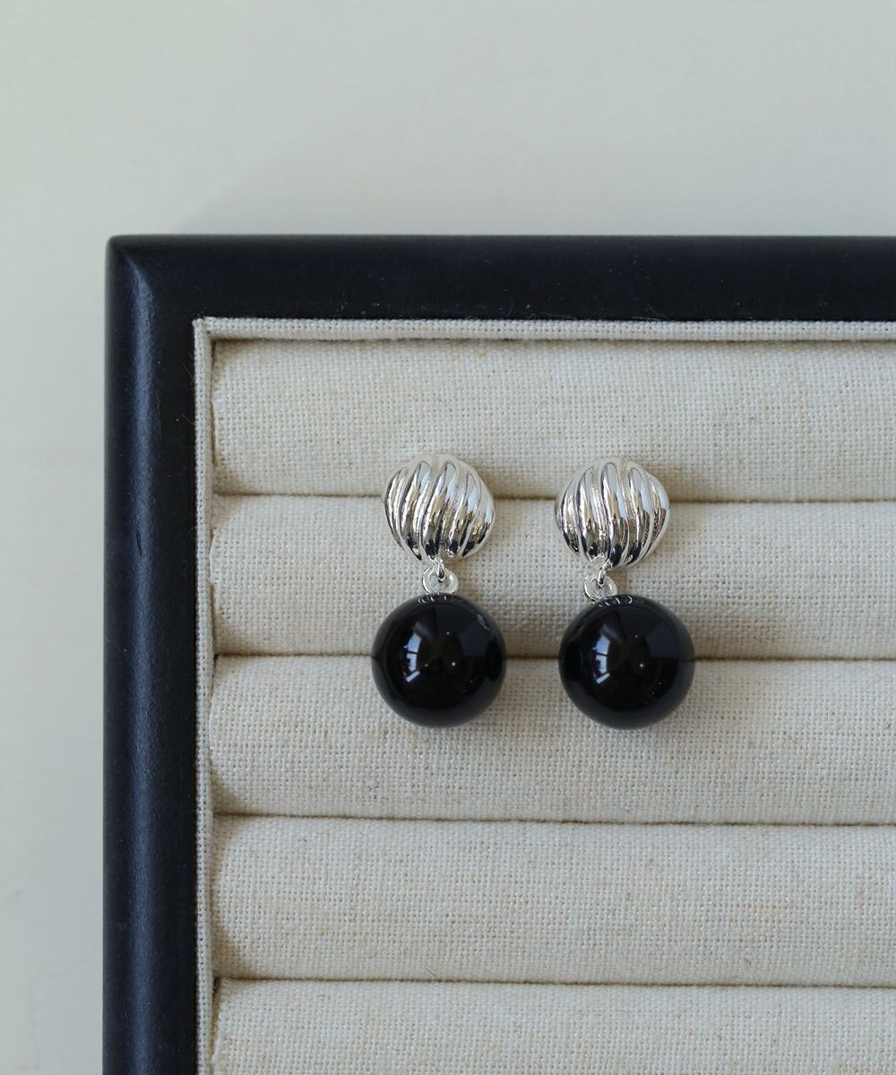 Striped Black Onyx Drop Earrings - floysun