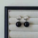 Striped Black Onyx Drop Earrings - floysun