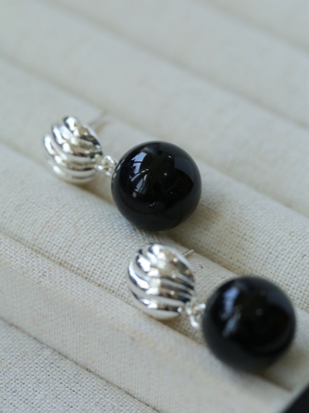 Striped Black Onyx Drop Earrings - floysun