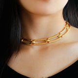 Striped Chain Splicing Necklace - floysun