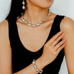 Stylish Baroque Pearl and Bead Beaded Bracelet with Magnetic Clasp - floysun