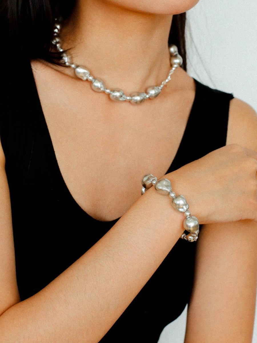 Stylish Baroque Pearl and Bead Beaded Bracelet with Magnetic Clasp - floysun