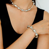 Stylish Baroque Pearl and Bead Beaded Bracelet with Magnetic Clasp - floysun