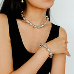 Stylish Baroque Pearl and Bead Beaded Bracelet with Magnetic Clasp - floysun