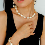 Stylish Baroque Pearl and Bead Beaded Bracelet with Magnetic Clasp - floysun