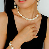 Stylish Baroque Pearl and Bead Beaded Bracelet with Magnetic Clasp - floysun