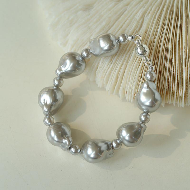 Stylish Baroque Pearl and Bead Beaded Bracelet with Magnetic Clasp - floysun