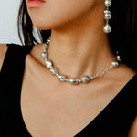 Stylish Baroque Pearl and Bead Beaded Necklace with OT Clasp - floysun