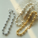 Stylish Baroque Pearl and Bead Beaded Necklace with OT Clasp - floysun