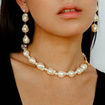 Stylish Baroque Pearl and Bead Beaded Necklace with OT Clasp - floysun