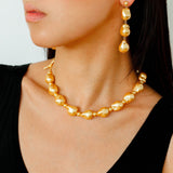 Stylish Baroque Pearl and Bead Beaded Necklace with OT Clasp - floysun