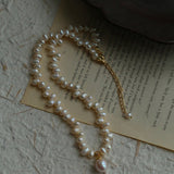 Stylish Classic Staggered Pearl Bead Pendant Necklace - floysun