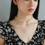 Stylish Classic Staggered Pearl Bead Pendant Necklace - floysun