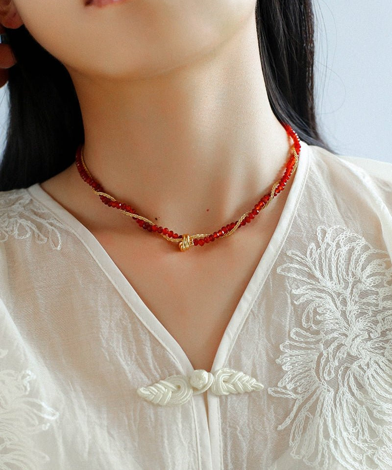 Stylishly Designed Chain Entanglement Gemstone Necklace - floysun