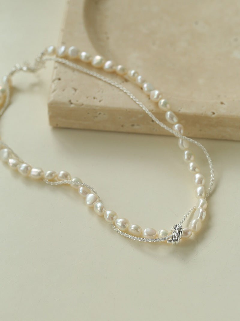 Stylishly Designed Chain Entanglement Pearl Necklace - Pearl - floysun