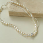 Stylishly Designed Chain Entanglement Pearl Necklace - Pearl - floysun