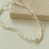 Stylishly Designed Chain Entanglement Pearl Necklace - Pearl - floysun