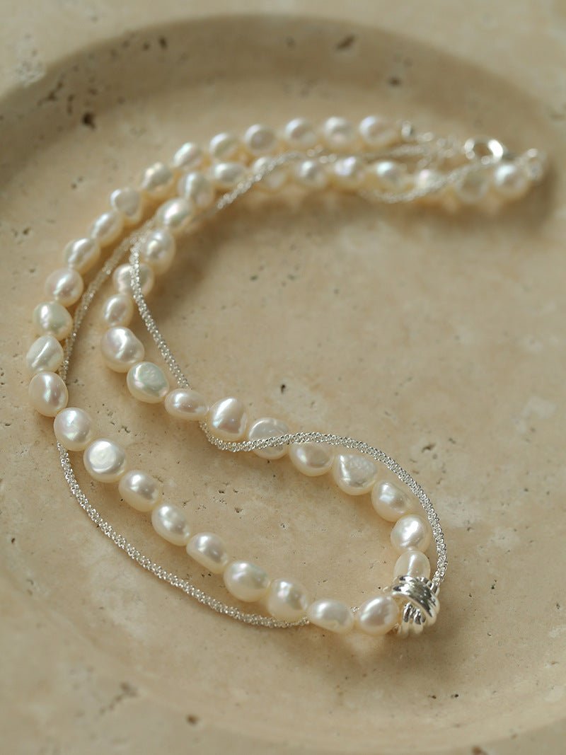 Stylishly Designed Chain Entanglement Pearl Necklace - Pearl - floysun