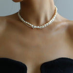 Stylishly Designed Chain Entanglement Pearl Necklace - Pearl - floysun