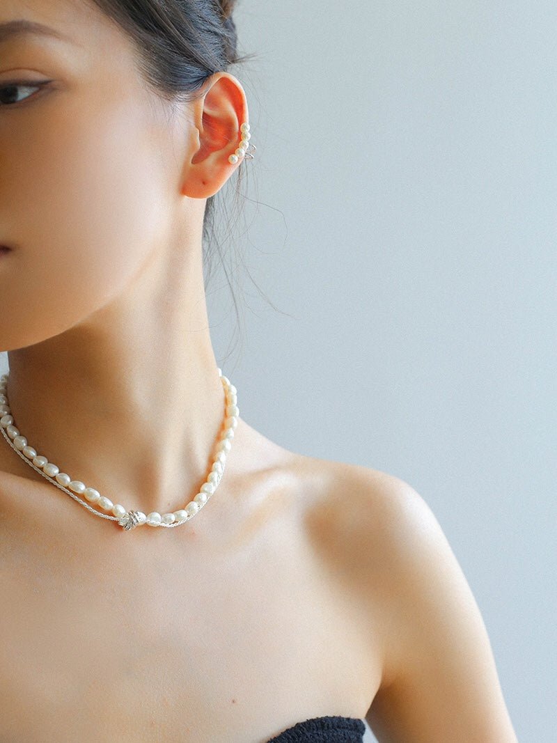 Stylishly Designed Chain Entanglement Pearl Necklace - Pearl - floysun