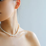 Stylishly Designed Chain Entanglement Pearl Necklace - Pearl - floysun