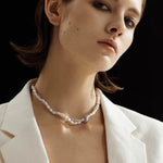 Stylishly Designed Chain Entanglement Pearl Necklace - Pearl - floysun